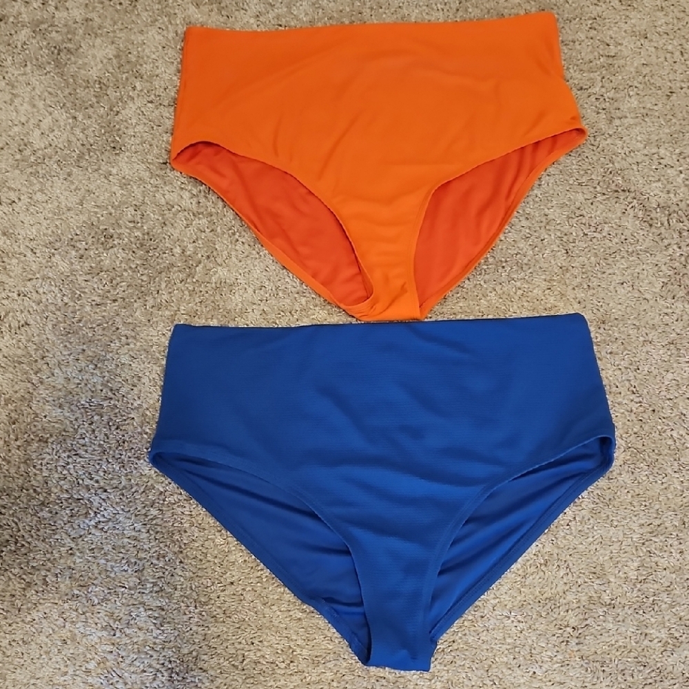 Old Navy Bright Orange & Blue Bikini Bottoms - 2X